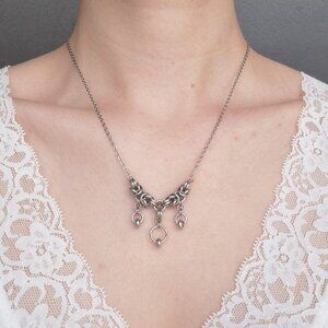 Vintage silver gothic chandelier necklace ✦ Medieval chainmaille necklace ✦